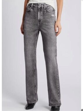 rag & bone rb Miramar Shea Relaxed Straight Cotton Terry Sweatpant Jeans - Raven